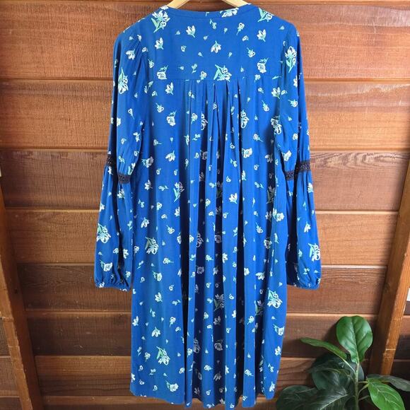 Matilda Jane Women Blue Floral Long Sleeve Dress M Boho Cottage Prairie Western - Picture 6 of 12